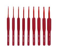 XUCHIL 9Pcs Silicone Crochet Hooks Set Needle Handle Frosted Aluminum Handmade DIY Hook Head Crochet Sweater Weaving DIY Craft Accessories