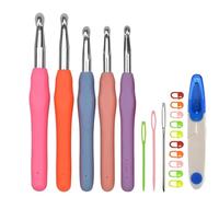 XUCHIL Large Size 6.5/7.0/8.0/9.0/10.0mm Crochet Hooks Set Ergonomic Soft Handle Crochet Needles Aluminum Knitting Needles Set for Mom DIY Craft Accessories