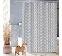 XUCHOU Bath Curtains Waterproof 170 x 190 cm Waterproof Polyester Fabric Bath Curtains Bathroom with Rings for Shower Stall, Bathroom, White