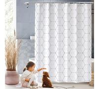 XUCHOU Bathroom Shower Curtain 140 x 165 cm Washable and Easy Dry Bath Curtains Bathroom Curtains with Hooks for Bath Tub and Shower Stall, White