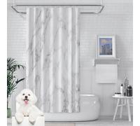 XUCHOU Bathroom Shower Curtain 180 x 160 cm 100% Polyester Machine Washable Waterproof Shower Curtain Waterproof Bathroom with Rings for Wet Room Bathtub Stall, White