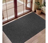 XUCHOU Dirt Trapper Mat 70 x 85 cm Non-Slippery Heavy Duty Stylish & Large Rubber Front Door Mat, Entrance Rug for Entrance, Inside, Kitchen, Black