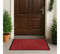 XUCHOU Washable Dirt Trapper Door Mats 40 x 75 cm Non-Slippery Heavy Duty Stylish & Large Rubber Door Mat Barrier Mat for Inside, Front Back Pets and Dogs, Red