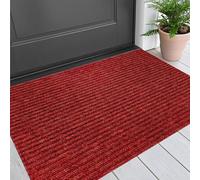 XUCHOU Washable Dirt Trapper Door Mats 76 x 80 cm Absorbent, Non-Slip, Rubber Backed Dust Non-Slip Doormats Inside for Back & Front Door, Patios, Red
