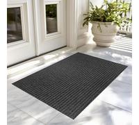 XUCHOU Washable Dirt Trapper Door Mats 80 x 80 cm Absorbent, Non-Slip, Rubber Backed Dust Mat Non-Slip Entrance Rug for Entrance, Inside, Kitchen, Black