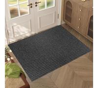 XUCHOU Washable Door Mats Indoor Outdoor 70 x 140 cm Non-Slippery Heavy Duty Stylish & Large Rubber Super Absorbent Entrance Mats for Inside, Front Back Door, Pets and Dogs, Black
