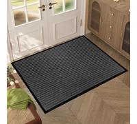 XUCHOU Washable Door Mats Indoor Outdoor 70 x 140 cm Non-Slippery Heavy Duty Stylish & Large Rubber Super Absorbent Entrance Mats for Inside, Front Back Door, Pets and Dogs, Black