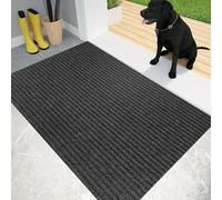XUCHOU Washable Door Mats Indoor Outdoor 80 x 135 cm Non-Slippery Heavy Duty Stylish & Large Rubber Non-Slip Doormats Inside for Entrance, Inside, Kitchen, Black