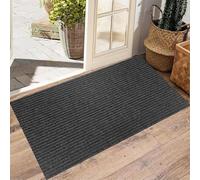 XUCHOU Washable Door Mats Indoor Outdoor 90 x 80 cm Absorbent, Non-Slip, Rubber Backed Dust Dirt Trapper Doormat Entrance Rug for Entrance, Inside, Kitchen, Black