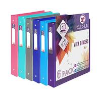 XUCHUN 6Pack 1”Inch Round 3 Ring Binder View Binders with 2 Pockets,Holds 225 Sheets Assorted Colors for Office,Home,School (Multicolor)