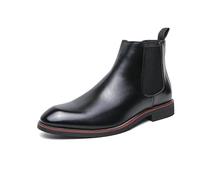 XUCZHAI Men's Chelsea Boots Classic Trendy Soft Leather Upper Non-Slip Rubber Sole Daily Casual Resistant Ankle Dress(Black,38)