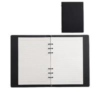 XUCZHAI Office PU Writing Leather Card Notepad Black Minimalist Paper Leaf Inner Page Business Hand Notebook Account Loose(White crossing page)