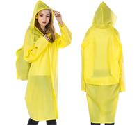 XUCZHAI Reusable Transparent EVA Long Raincoat Men Women Waterproof Rainwear Outdoor Jacket Unisex Cycling Hiking Rain Gear Coat(Yellow,M)