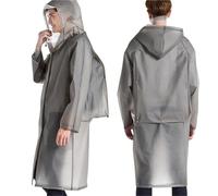 XUCZHAI Reusable Transparent EVA Long Raincoat Men Women Waterproof Rainwear Outdoor Jacket Unisex Cycling Hiking Rain Gear Coat(Light Grey,L)