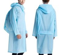 XUCZHAI Reusable Transparent EVA Long Raincoat Men Women Waterproof Rainwear Outdoor Jacket Unisex Cycling Hiking Rain Gear Coat(Blue,XL)