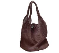 XUCZHAI Trend Women's Bag Crochet Handbag Retro Knitted Solid Color Hollow Top-handle Tote Bag Travel Shopper Shoulder Bag(Coffee)