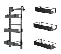 XUCZHAI Triple Bathroom Shelves Iron Rack Without Drilling Over Door Hanging Storage Basket with Hooks Shampoo Organizer Shower Holder