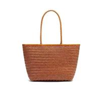 XUCZHAI Vintage Leather Woven Women's Shoulder Bags With Inner Pocket Design Tote Handbag Rattan(Brown B)