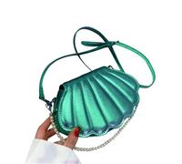 XUCZHAI Women Shell Shape Crossbody Bag Pearl Chain Handbag Purse Lady Girls PU Leather Flap Shoulder Casual Solid Color Daily Wear(Green)