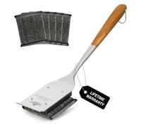 XUDAKAIXIN Grill Brush Bristle Free,with 5 BBQ Replacement Head,Perfect for Cast Iron, Stainless Steel Grates, [Ultra Safe & Efficient] Grill Cleaner for Outdoor Grill,Gifts for Men/Dad