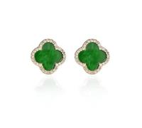 XUDEJUN Four Leaf Clover Earrings Silver Needle Clover Earrings Full of Diamond Zircon Anti-Allergy Jewelry Earrings Large for Women or Girls……, Sterling Silver, crystal
