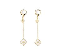 XUDEJUN Four Leaf Clover Earrings Silver Needle Clover Earrings Full of Diamond Zircon Anti-Allergy Jewelry Earrings Large for Women or Girls, Sterling Silver, No Gemstone, Black, Green