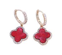 XUDEJUN Gold Plated 925 Sterling Silver Gem Hoop Earrings Clover Designs with Crystal Charms Crystal Natural Gemstone Dangle Earrings for Women………, 15 millimeters, Sterling Silver, Cubic Zirconia