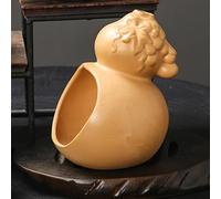 XUDREZ Cat-Shaped Ceramic Incense Holder, Smudge Stick Bowl, Palo Santo Burner, Grey and Beige, Home Decor (Yellow Gourd)