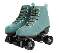 XUDREZ Cowhide Roller Skates for Women and Men High-Top Shoes Double-Row Design,Adjustable Classic Premium Roller Skates (Blue,10)