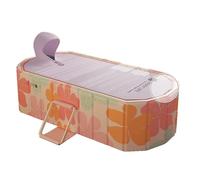 XUDREZ Folding Bathtub Portable Sauna SPA Aromatic Bath for 1-2 People Thickened Interlayer, Freestanding Foldable with Lid, Folding Bath for Adults Children Ice and Hot Bath 1.5 M / 4.92 Ft, Pink