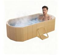 XUDREZ Folding Bathtub Portable Sauna SPA Aromatic Bath for 1-2 People Thickened Interlayer, Freestanding Foldable Without Lid, Folding Bath for Adults Children Ice and Hot Bath 1.5 M / 4.92 Ft, Gold