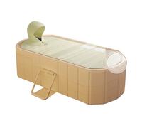 XUDREZ Folding Bathtub Portable Sauna SPA Aromatic Bath for 1-2 People Thickened Interlayer, Freestanding Foldable with Lid, Folding Bath for Adults Children Ice and Hot Bath 1.5 M / 4.92 Ft, Gold
