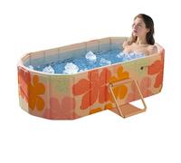 XUDREZ Ice Bath and Hot Bath Portable 1 People Folding Bathtub Thickened Insulation Compartment, Freestanding Foldable without Lid, Folding Bath for Adults Children Ice and Hot Bath Pink 1.2 M/3.93 Ft