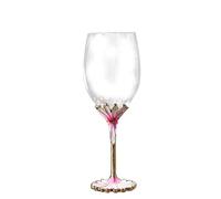 XUDREZ Painted Enamel Flower Lead-Free Wine Glasses,320ml/10.8 OZ Red/White Crystal Wine Glasses (Pink)