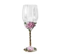 XUDREZ Painted Enamel Flower Lead-Free Wine Glasses,320ml/10.8 OZ Red/White Crystal Wine Glasses Pink
