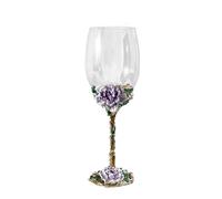 XUDREZ Painted Enamel Flower Lead-Free Wine Glasses,320ml/10.8 OZ Red/White Crystal Wine Glasses Purple