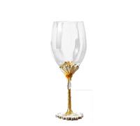 XUDREZ Painted Enamel Flower Lead-Free Wine Glasses,320ml/10.8 OZ Red/White Crystal Wine Glasses Yellow