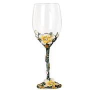 XUDREZ Painted Enamel Flower Lead-Free Wine Glasses 320ml Red White | 320ml Capacity, Lead-Free, Painted Enamel Flower Design, Suitable For Red And White Wine