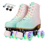 XUDREZ Roller Skates for Girl Women Light Up Roller Derby Skates High Top Double Row Adjustable Roller Skates PU Skates Shoes for Kid Beginner Indoor Outdoor 41