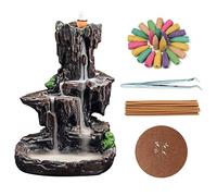 XUDREZ Waterfall Mountain Backflow Incense Holder Resin Incense Burner Incense Cones Holder Home Decor Gifts with 120pc Cones