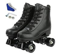 XUDREZ Women's High Top Roller Skates, Classic Double-Row, Beginner-Friendly (Black Wheels, UK5.5)