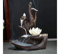 XUDREZ Zen Lotus Backflow Incense Burner with 20pcs Cones, Home Decor Ceramic Incense Sticks Holder Burner for Home Fragrance and Ornament