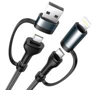 XUDUO 4 in 1 Multi Charger Cable,Fast Charger Cord PD 60W Multi Changing Cable Lead USB A/USB C to Lightning Cable,USB A/USB C to USB C for iPhone16/15/14,iPad,MacBook,Samsung,Android-1M