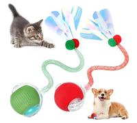 XUDUOO 2Pcs Interactive Cat Ball Toy, Active Rolling Ball with Tail for Dogs, Automatic Smart Teasing Cat Balls, USB Rechargeable Viral Bouncing Toys with Light, Stimulate Cats' Hunting Instincts