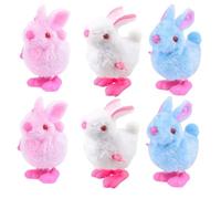 XUDUOO 6Pcs Rabbit Wind Up Toys Easter Toys for Kids, Bunny Toy Decoration, Simulated Plush Rabbit for Easter Gift, Clockwork Jumping Bunny for Egg Basket Fillers Party Gift Favours