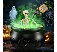 XUDUOO Halloween Decorations, Halloween Witch Bucket with Floating Potion Bottles Skeleton, Witches Cauldron Bucket for Halloween Party Decorations, Horror Home Decoration Supplies