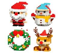 XUDUOO Santa Claus Design Building Blocks Set, 4PCS Christmas Theme Building Block Set, DIY Stocking Stuffers Christmas Tree, Mini Figures, Xmas Birthday Gifts, Party Favors