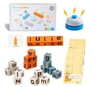 XUDUOO Word Spelling Game, Alphabet Puzzle Set, Turn A Word Game With 20 Wooden Alphabet Blocks & 64 Flash Cards, Educational Travel Toys for Kids 3-6, Ideal for Travel, Home, Preschool, Classroom