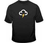 Xue Fu Rong Weather Symbol Lightning Thunder Mens Loose Fit Cotton T-Shirt T-Shirt Black L
