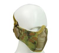 XUE Half Face Airsoft Mask Camo with Ear Protection Steel Mesh Tactical Lower Face Protective Mask For Wargame Halloween (10 Camouflage Color)